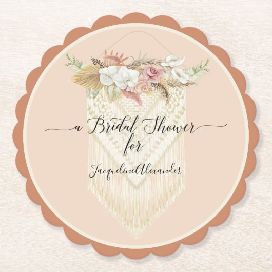 Elegant Beach Floral Greenery Blush Vrijgezellenfe Kartonnen Onderzetters (Voorkant)