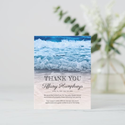 Elegant Beach Funeral Bedankkaart (Staand voorkant)