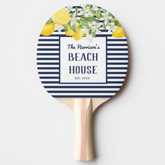 Elegant Beach House Waterverf Lemon Tafeltennisbatje (Voorkant)