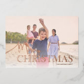 Elegant Beach kerstgroet Folie Feestdagenkaart (Voorkant)