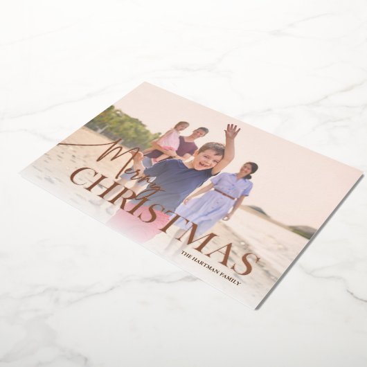 Elegant Beach kerstgroet Folie Feestdagenkaart (Gedraaid)