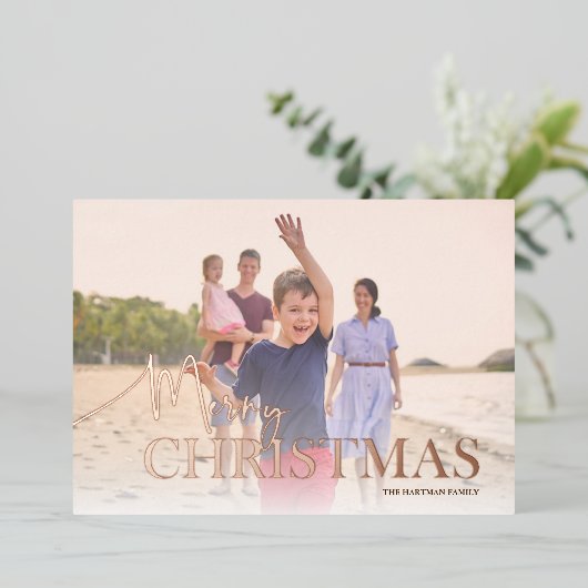 Elegant Beach kerstgroet Folie Feestdagenkaart (Staand Voorkant)