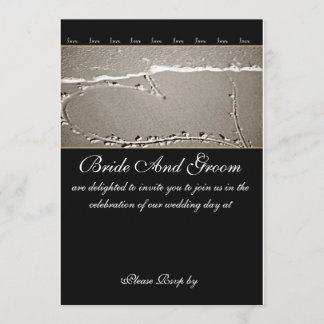 Elegant Beach Love Heart Wedding Invitation Kaart