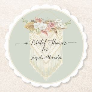 Elegant Beach Mint Floral Greenery Vrijgezellenfee Kartonnen Onderzetters