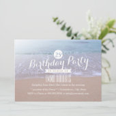 Elegant Beach Morning 25th Birthday Party Kaart (Staand voorkant)