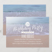 Elegant Beach Morning 25th Birthday Party Kaart (Voorkant / Achterkant)