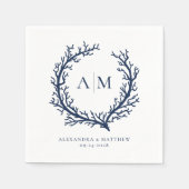 Elegant Beach Nautical Monogram Weddenschap Servet (Voorkant)