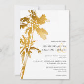Elegant Beach Palm Trees Gold Tropical Kaart (Voorkant)