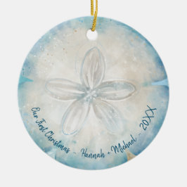 Elegant Beach Photo Waterverf Sand Dollar Keramisch Ornament