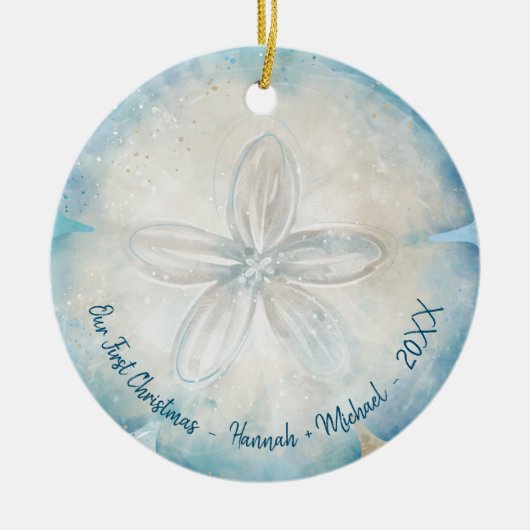 Elegant Beach Photo Waterverf Sand Dollar Keramisch Ornament (Voorkant)