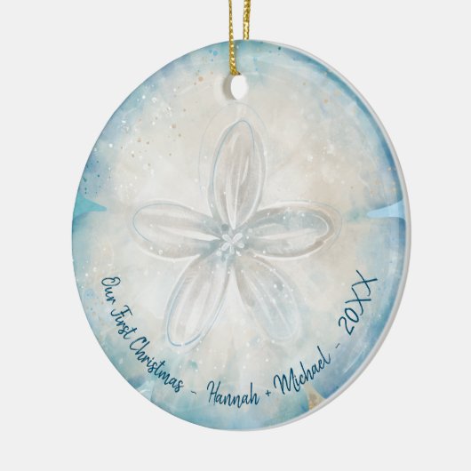 Elegant Beach Photo Waterverf Sand Dollar Keramisch Ornament (Links)