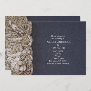 Elegant Beach Puka Shells Wedding Invitations Kaart