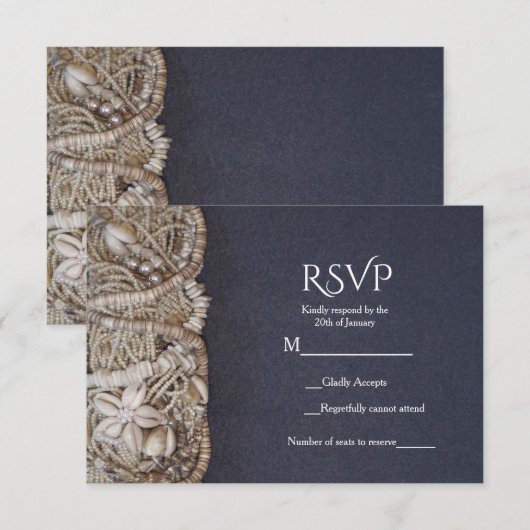Elegant Beach Puka Shells Wedding RSVP Kaart (Voorkant / Achterkant)