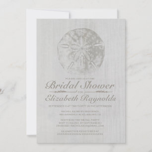 Elegant Beach Sand Dollar Bridal Shower Uitnodigin Kaart