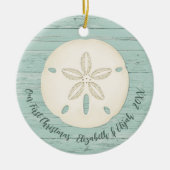 Elegant Beach Sand Dollar Foto eerste kerstdag Keramisch Ornament (Voorkant)