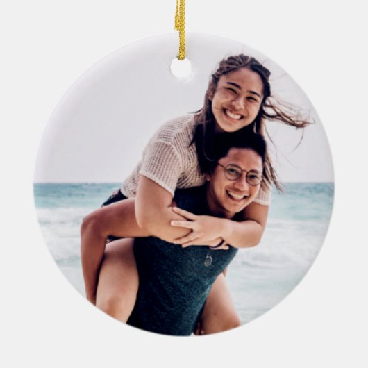 Elegant Beach Sand Dollar Foto eerste kerstdag Keramisch Ornament (Achterkant)