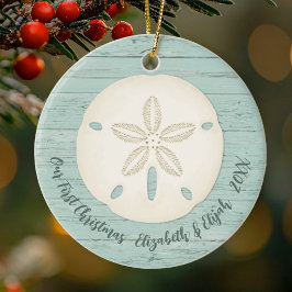 Elegant Beach Sand Dollar Foto eerste kerstdag Keramisch Ornament