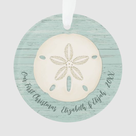 Elegant Beach Sand Dollar Foto eerste kerstmis Ornament (voorkant)
