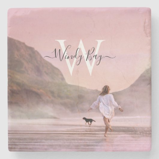 Elegant Beach Scene Photography Stone Onderzetter (Voorkant)