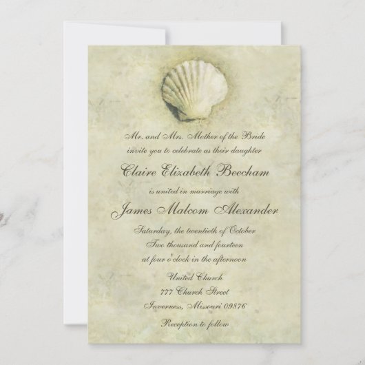 Elegant Beach Seashell 5x7 Weddenschap Kaart (Voorkant)
