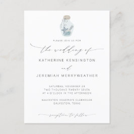 Elegant Beach Seashell Modern Calligraphy Wedding Uitnodiging Briefkaart