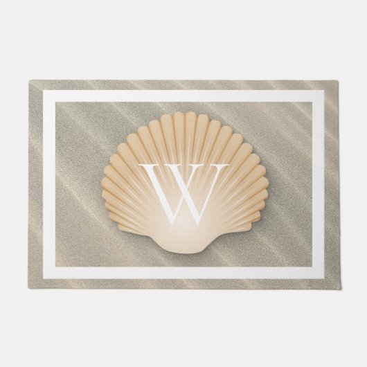 Elegant Beach & Seashell Monogram Deurmat (Voorkant)