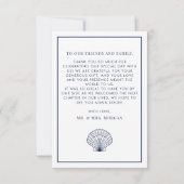 Elegant Beach Seashell Navy Blue Bruiloft Bedankkaart (Achterkant)