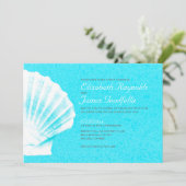 Elegant Beach Seashells Destination Wedding Invite Kaart (Staand voorkant)