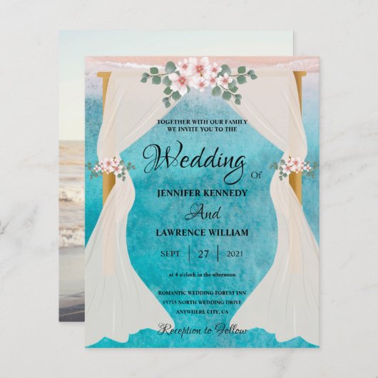 Elegant Beach Seaside Tulle Arbor foto bruiloft (Voorkant / Achterkant)