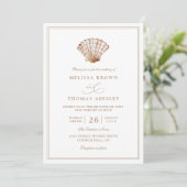 Elegant Beach Simple Minimalist QR Code Wedding Kaart (Staand voorkant)