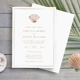 Elegant Beach Simple Wedding Invitation Kaart