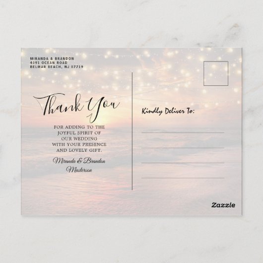 Elegant Beach String Lights Summer Dank u Briefkaart (Achterkant)