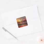 Elegant Beach String Lights Summer Dank u Vierkante Sticker (Envelop)