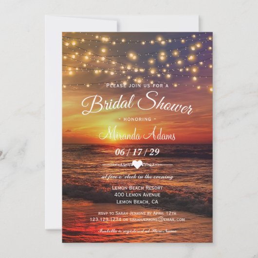 Elegant Beach String Lights Summer Vrijgezellenfee Kaart (Voorkant)