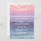 Elegant Beach String Lights Tropical Wedding Kaart (Voorkant)