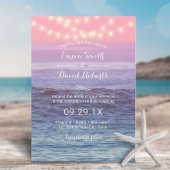 Elegant Beach String Lights Tropical Wedding Kaart