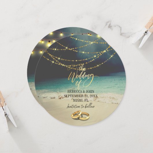 Elegant Beach Summer Wedding Kaart (Voorkant / Achterkant in situ)