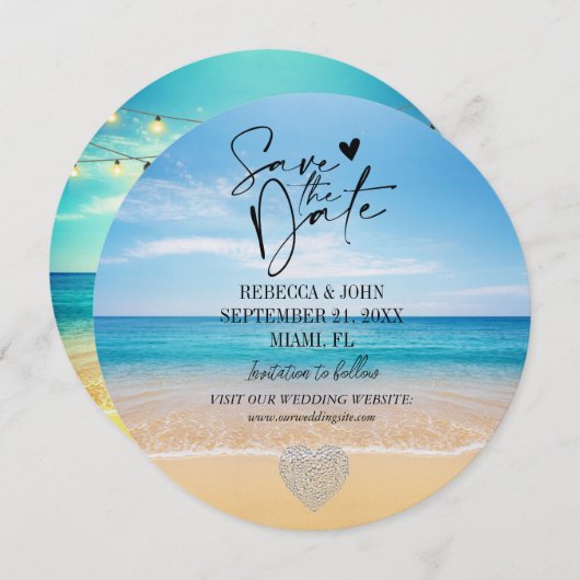 Elegant Beach Summer Wedding Save the Date Kaart (Voorkant / Achterkant)