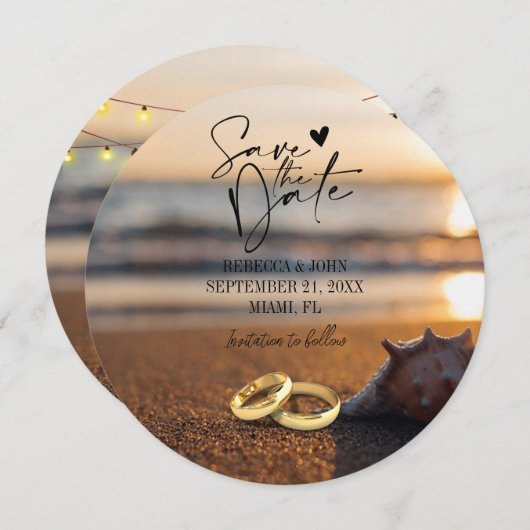 Elegant Beach Summer Wedding Save the Date Kaart (Voorkant / Achterkant)