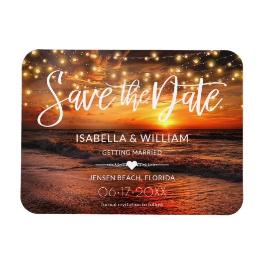 Elegant Beach Summer Wedding Save the Date Magneet (Horizontaal)