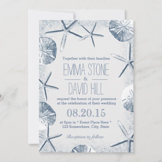 Elegant Beach Theme Wedding Invitations Kaart (Voorkant)