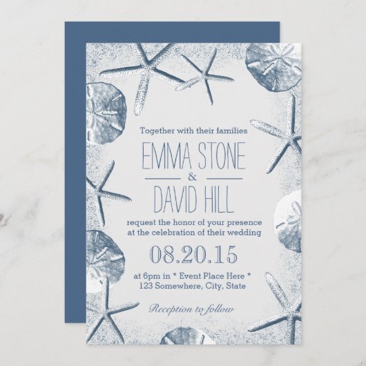 Elegant Beach Theme Wedding Invitations Kaart (Voorkant / Achterkant)