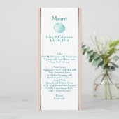Elegant Beach Theme Zee Shell Wedding Table Menu (Staand voorkant)