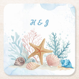 Elegant Beach-themed Coastal Wedding Kartonnen Onderzetters