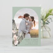 Elegant Beach Tropical Photo Wedding  Save The Date (Staand voorkant)