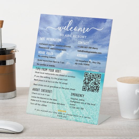 Elegant Beach Vakantiehuis Welkom Pedest Reclamebord Met Voetstuk (Insitu)