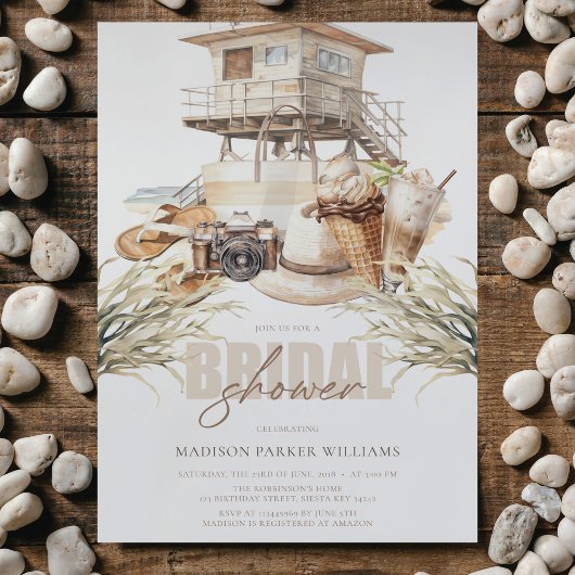 Elegant Beach Vrijgezellenfeest Pastel Waterverf Kaart