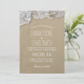 Elegant Beach Water & Sand Wedding Invitations Kaart (Staand voorkant)
