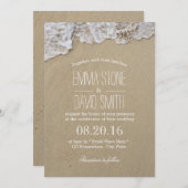 Elegant Beach Water & Sand Wedding Invitations Kaart (Voorkant / Achterkant)