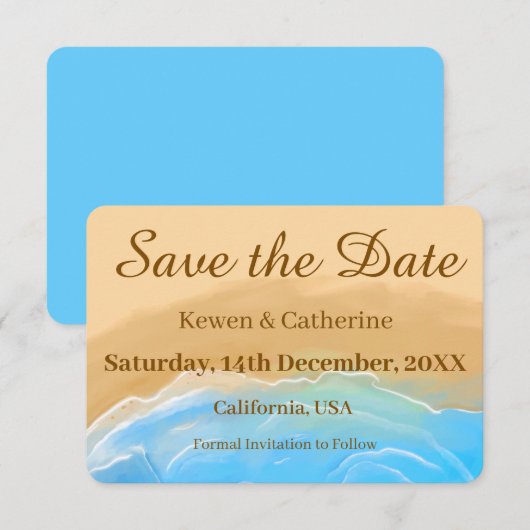 Elegant Beach Watercolor Wedding Save The Date (Voorkant / Achterkant)